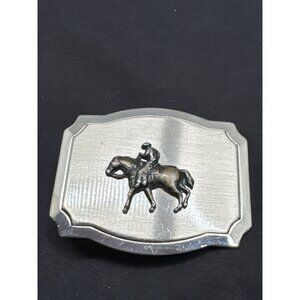 Vintage Horse & Rider Western Country Showman Cowboy Equestrian Belt Buckle